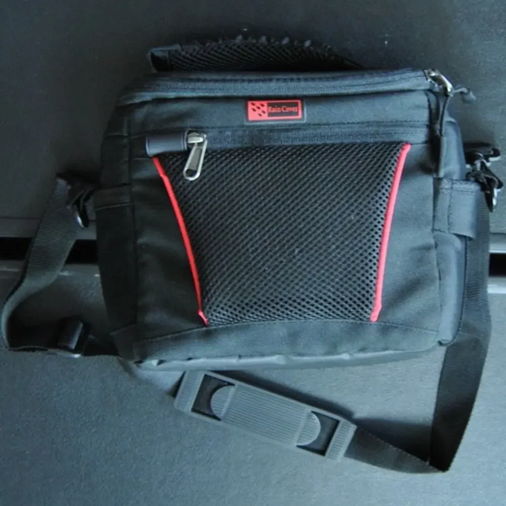 Precision Small Black & Red Camera Bag w/ Rain Cover